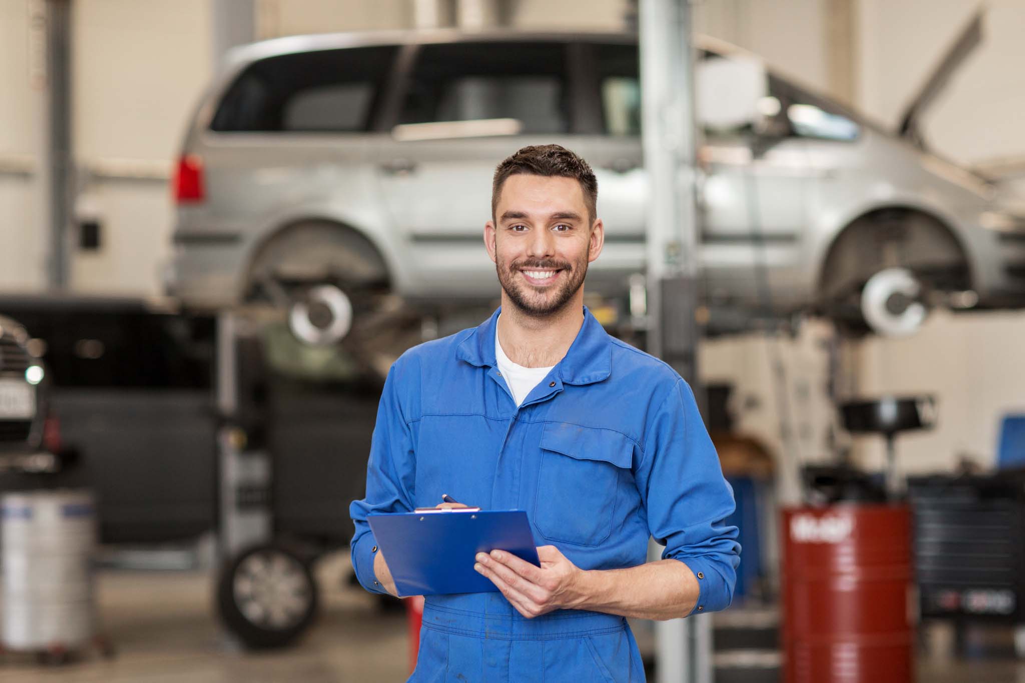 Happy mechanic man